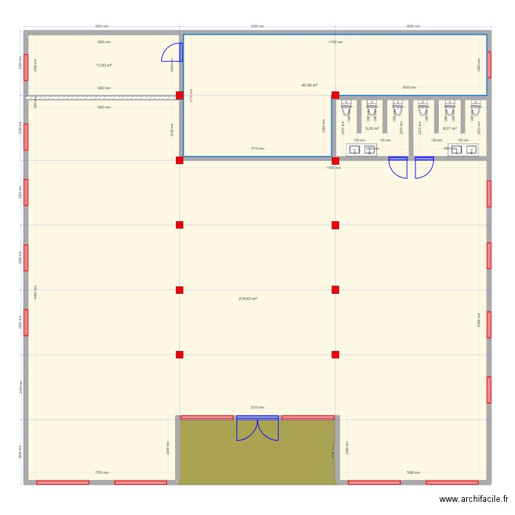 Столовка ГФ 20. Plan de 6 pièces et 297 m2