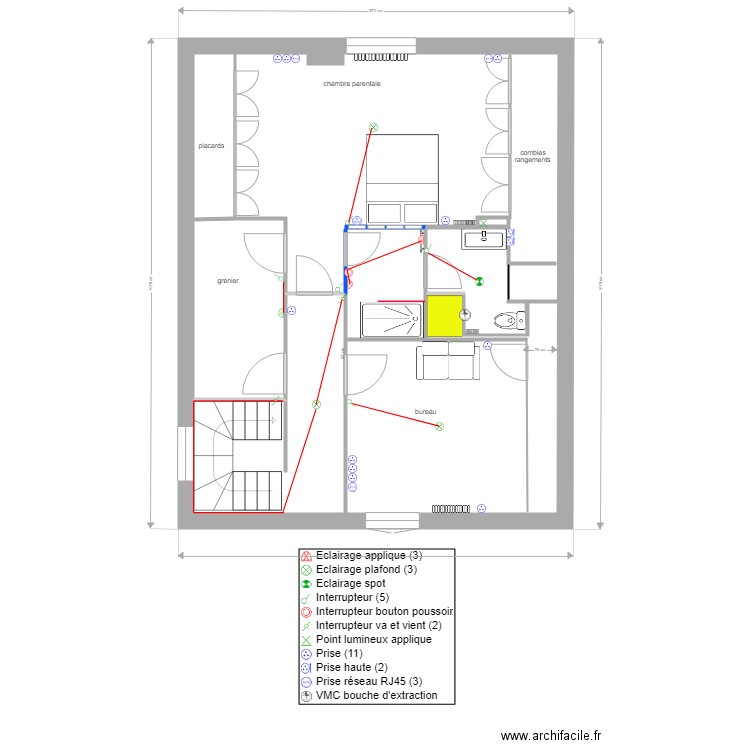 Enghien 2 ième étage électricité 29 12 2020. Plan de 0 pièce et 0 m2