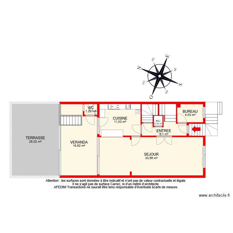 BI 6510 RDC. Plan de 11 pièces et 107 m2