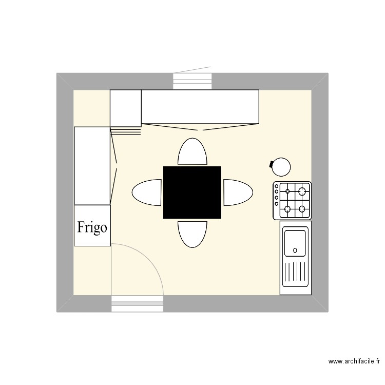 Archifacile (cuisine). Plan de 1 pièce et 12 m2