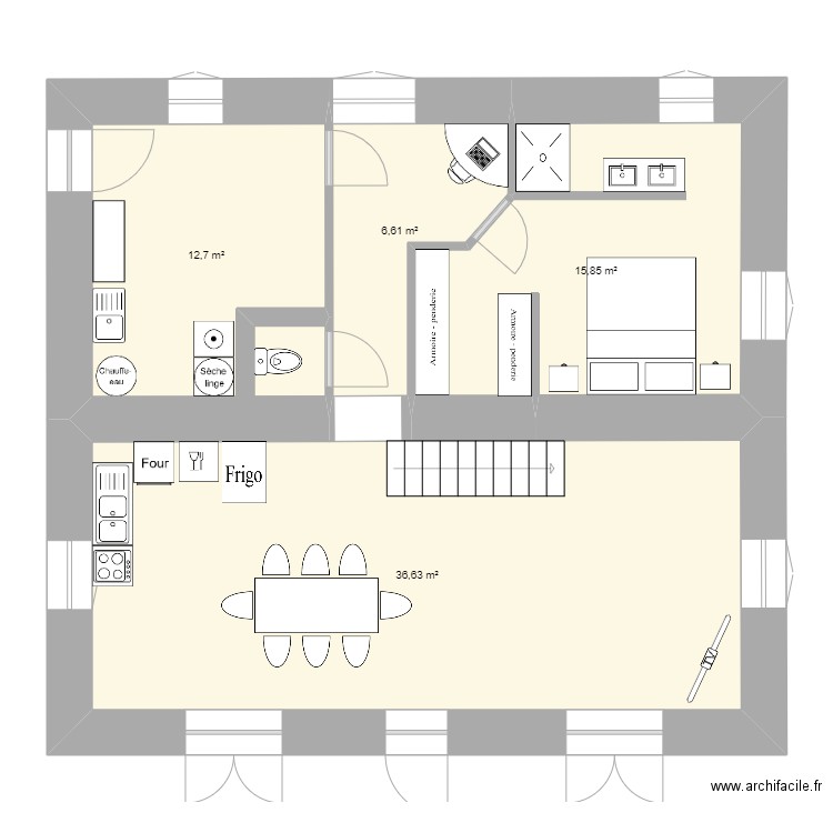 piece 40 m2. Plan de 4 pièces et 72 m2
