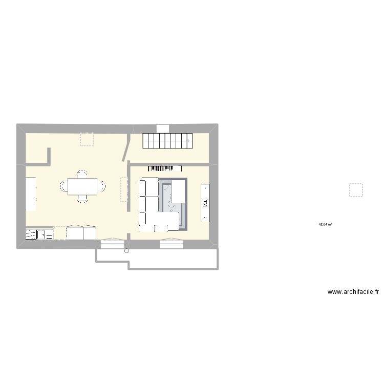 redoux. Plan de 1 pièce et 43 m2