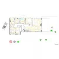 Vue en plan de la cuisine