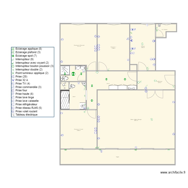 Roulin Création SDB modif couloir. Plan de 0 pièce et 0 m2