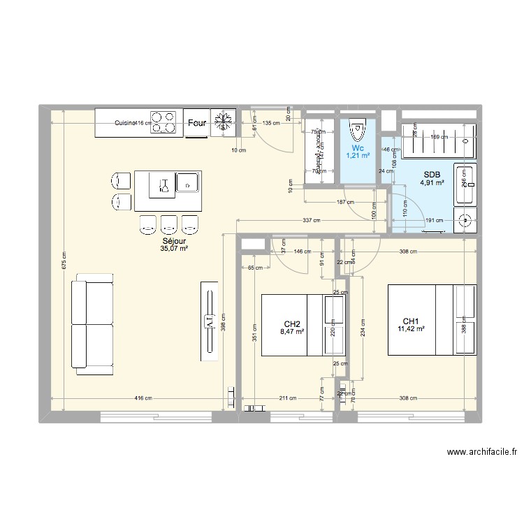 Agencement Apt  Berthaud. Plan de 0 pièce et 0 m2