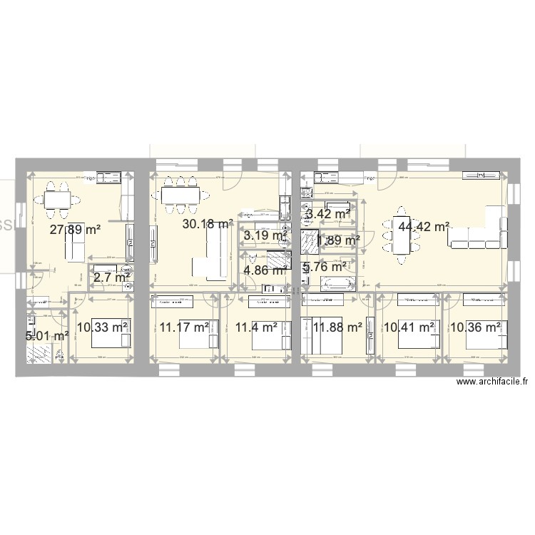 ETAGE plan facade. Plan de 0 pièce et 0 m2