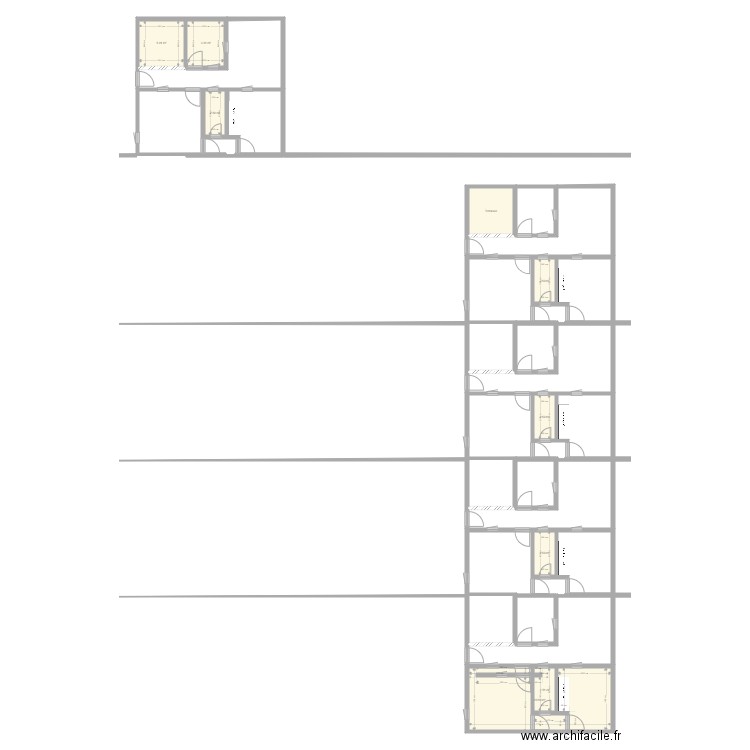 Appartement deux pièces. Plan de 0 pièce et 0 m2