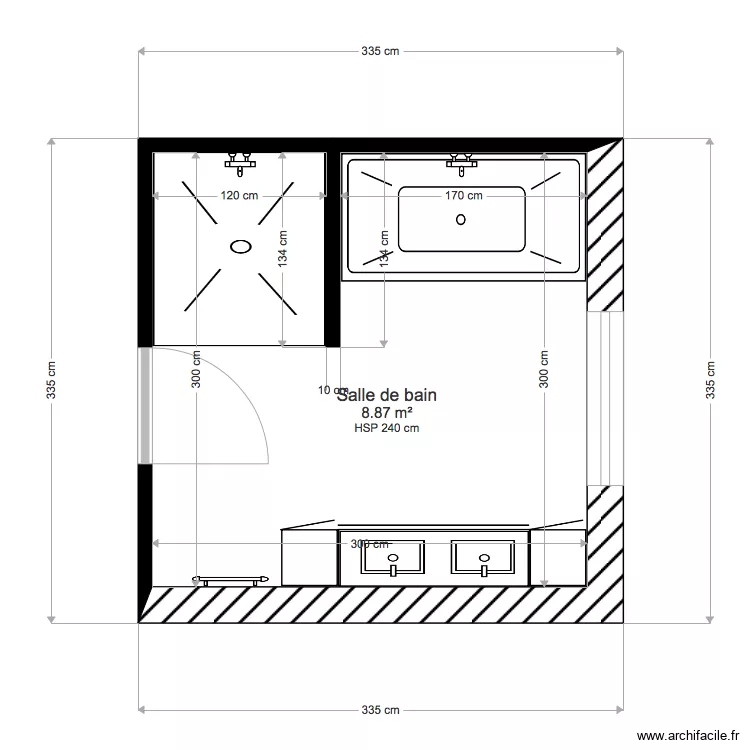 SALLE DE BAIN 9M2. Plan de 