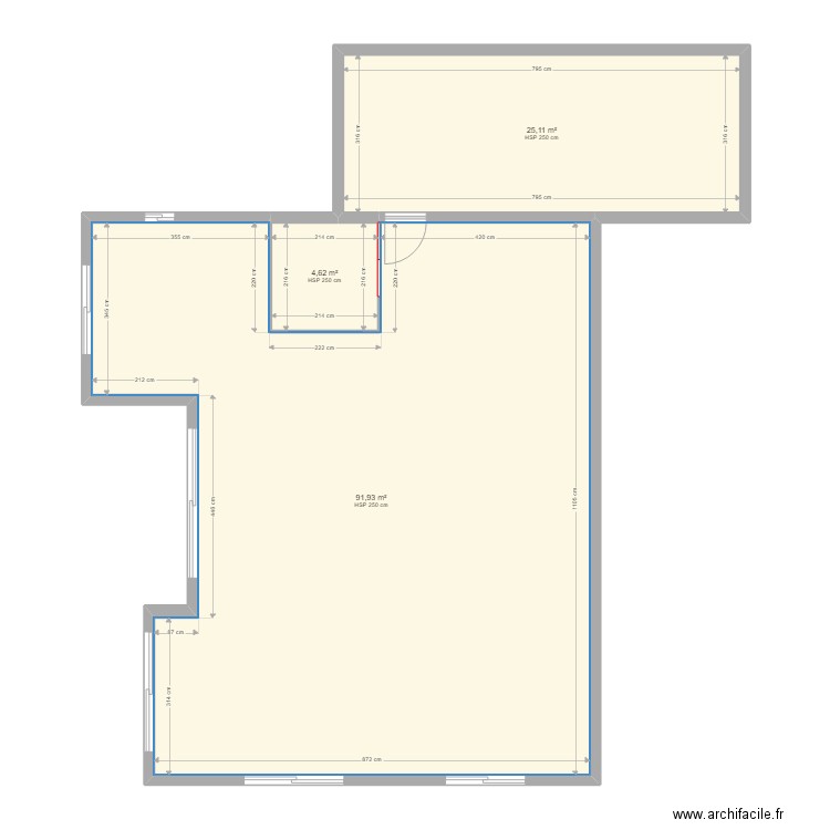 foues. Plan de 3 pièces et 122 m2