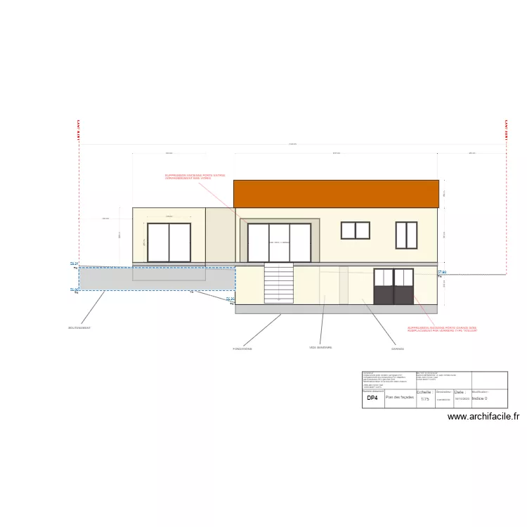 FACADE SUD - PROJET ENTREE. Plan de 