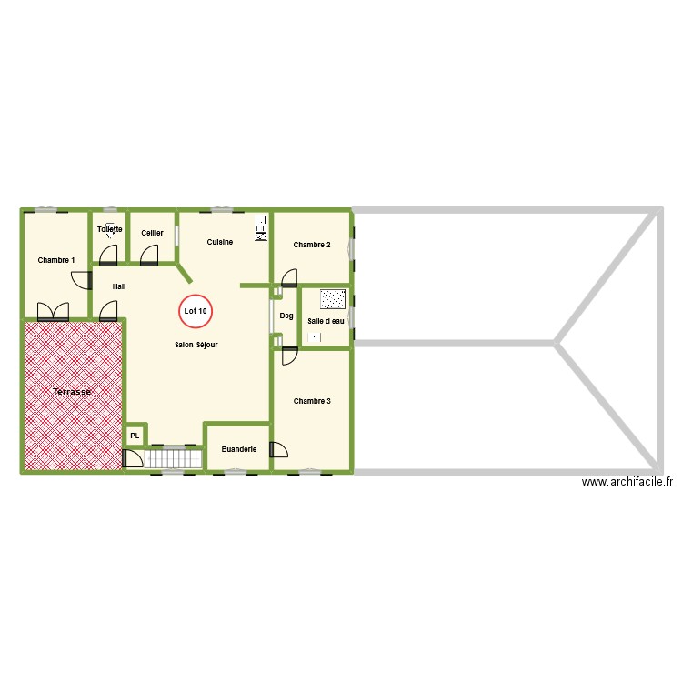 appartement 1 er. Plan de 13 pièces et 168 m2