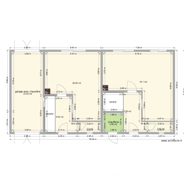maison 1 garage traversant RdC. Plan de 0 pièce et 0 m2