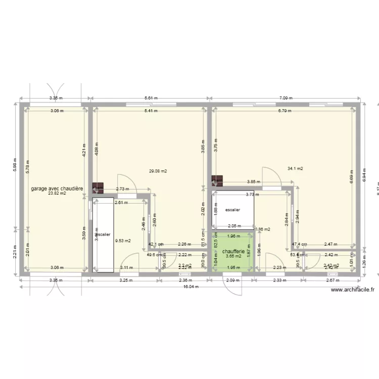 maison 1 garage traversant RdC. Plan de maison 1 garage traversant RdC. Plan de