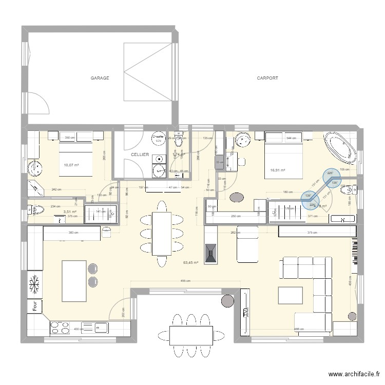 MAISON3. Plan de 9 pièces et 156 m2