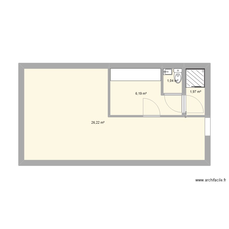 Vestiaires LEGTA SS. Plan de 4 pièces et 35 m2