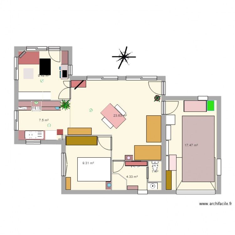 2 chambres garage ouest. Plan de 0 pièce et 0 m2