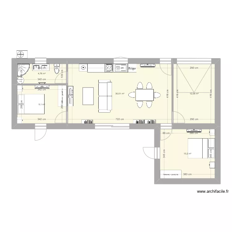 maisrectangle. Plan de 