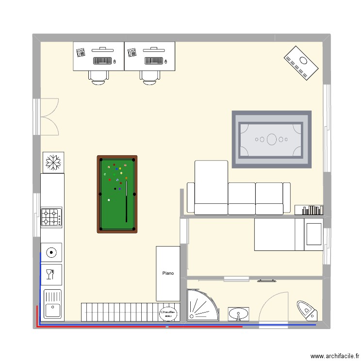 Garage - Aménagemen BISt. Plan de 3 pièces et 58 m2