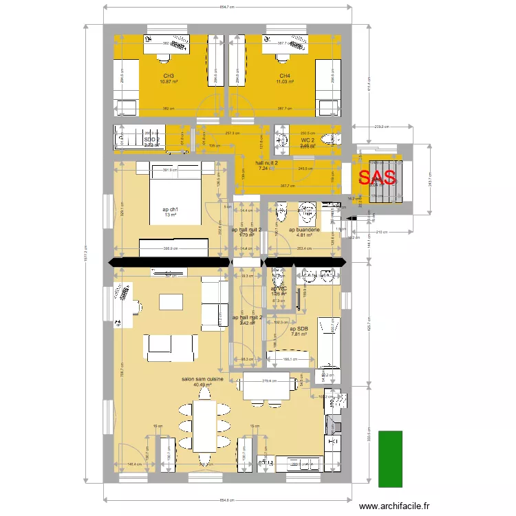 annexe deuxi&egrave;me maison &eacute;pine dorsale. Plan de 