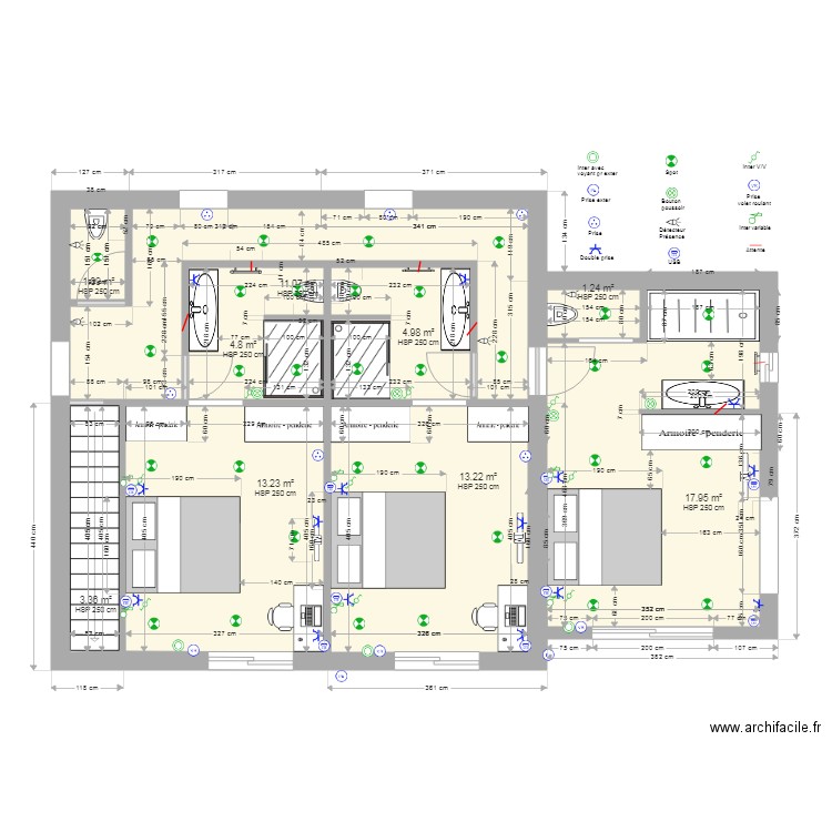 Chambre 1ier Tritons V3 1207 elecA3. Plan de 0 pièce et 0 m2