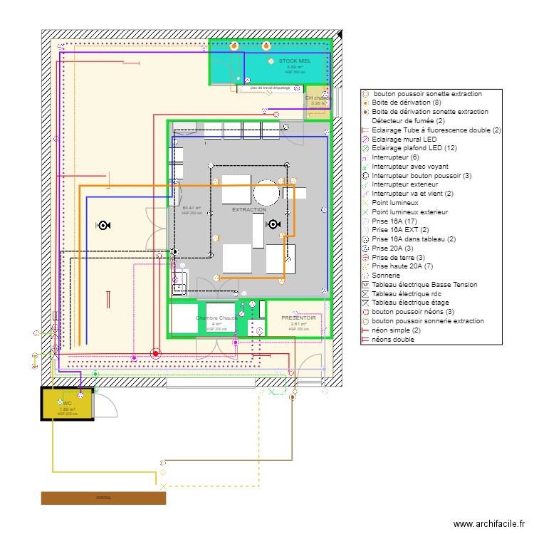 miellerie v2. Plan de 7 pièces et 158 m2