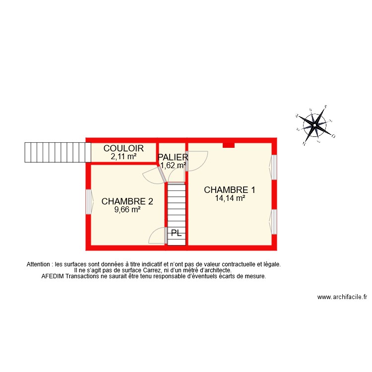 BI 7825 ETAGE 1. Plan de 6 pièces et 29 m2