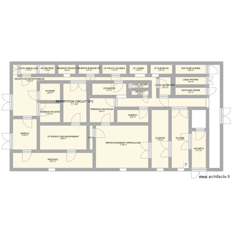 PLAN CUISINE ANATOLE FRANCE AULNAY. Plan de 28 pièces et 128 m2
