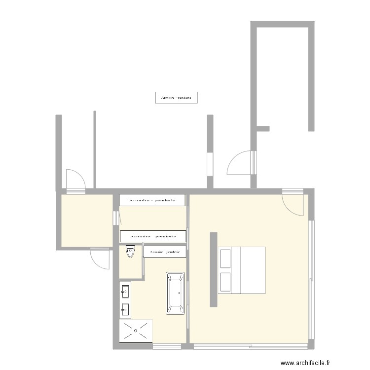Chambre 5 V2.2. Plan de 2 pièces et 54 m2