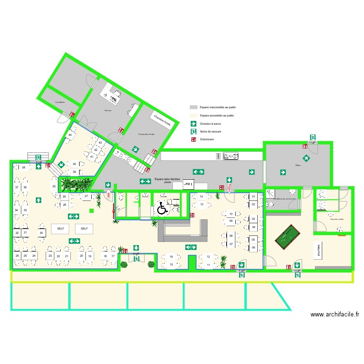 Plan accessibilté avec stationnement. Plan de 0 pièce et 0 m2