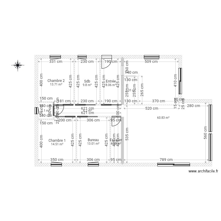 plan maison cloisons 10 . Plan de 0 pièce et 0 m2