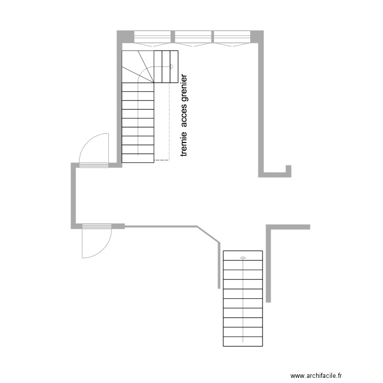 escalier acces grenier . Plan de 0 pièce et 0 m2