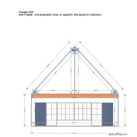 Facade SUD  état projeté projet 2 avec appentis vitré