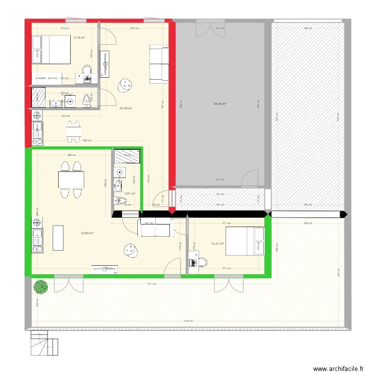 173 République RDC futur. Plan de 10 pièces et 210 m2