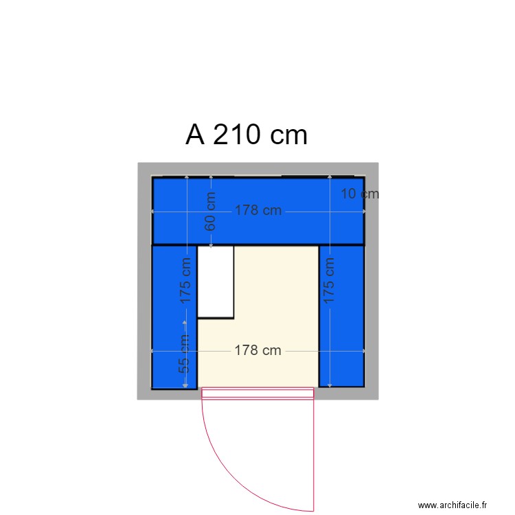 chaufferie à 210 cm. Plan de 0 pièce et 0 m2