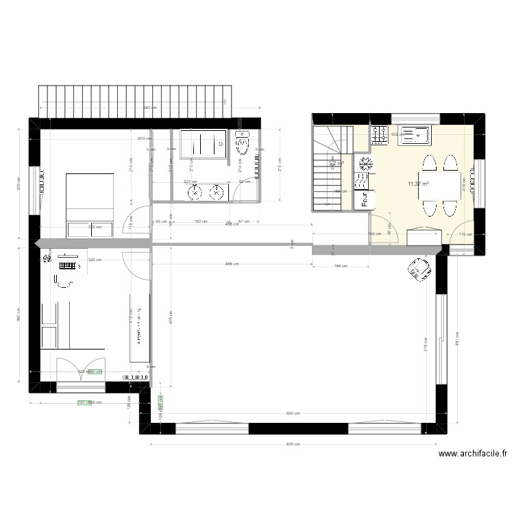 Maison Publier. Plan de 2 pièces et 15 m2