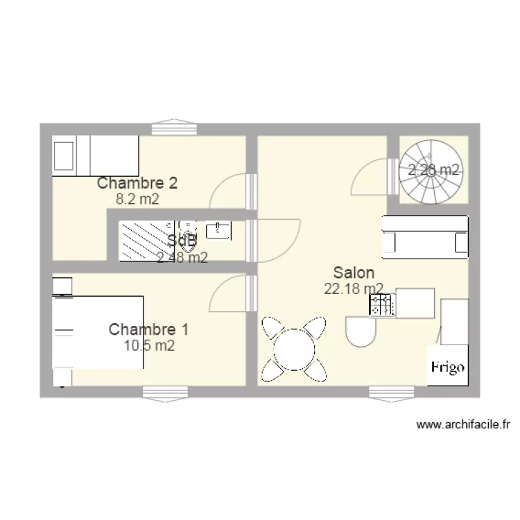 Appartement 2 chambres 50 m2. Plan de Appartement 2 chambres 50 m2. Plan de