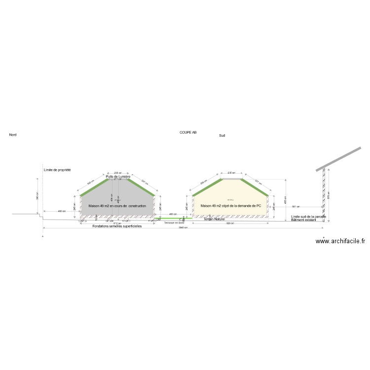 Vue en coupe AB. Plan de 0 pièce et 0 m2