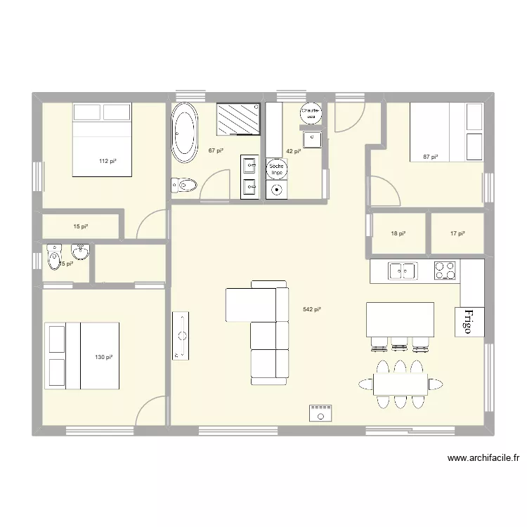 plan maison 2. Plan de 10  et 97 m²
