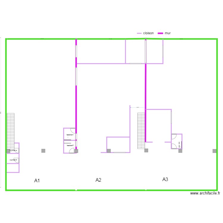 USINE rdc cloisons MàJ 27/07/2023. Plan de 28 pièces et 1740 m2