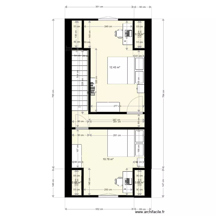 Chambres combles. Plan de 
