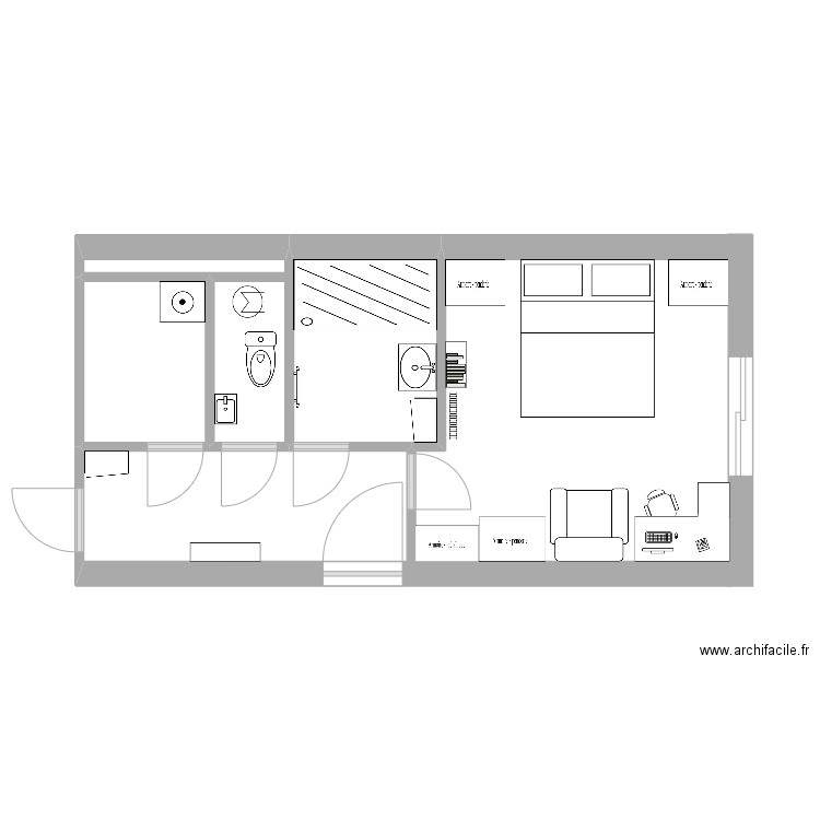 LLN CASTIN HORS SEJOUR. Plan de 3 pièces et 10 m2