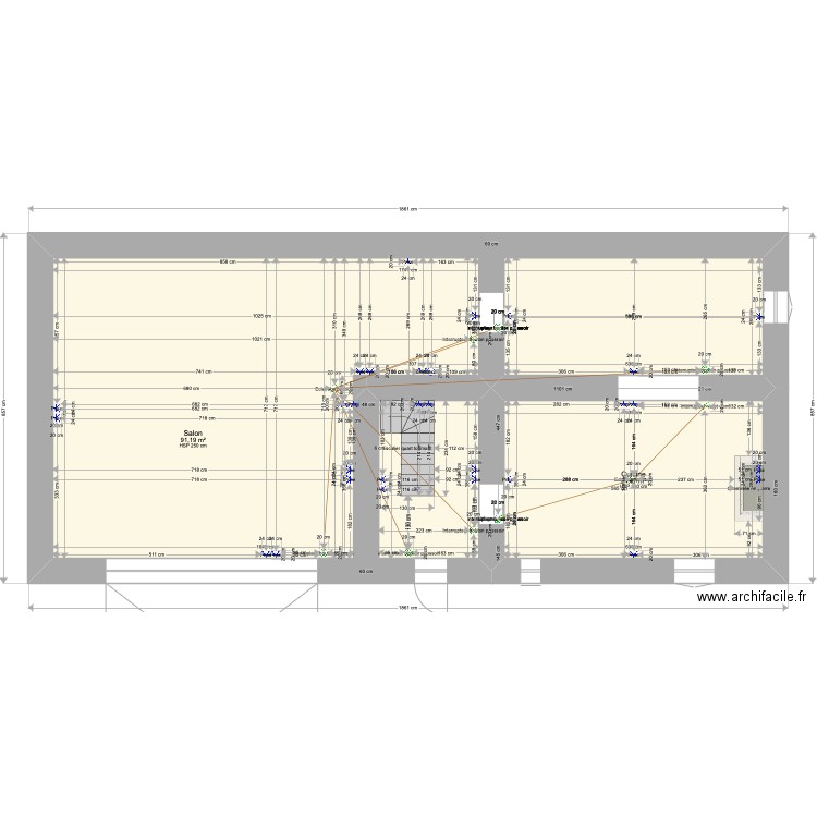 PROJET LACAUNE RDC avec elles. Plan de 2 pièces et 116 m2