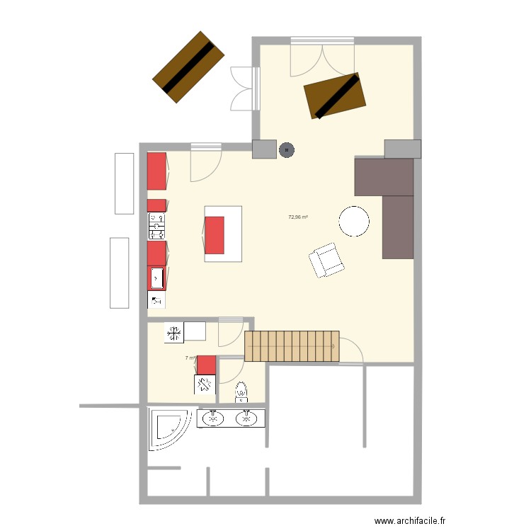 maison le cailar amenagement008. Plan de 2 pièces et 80 m2