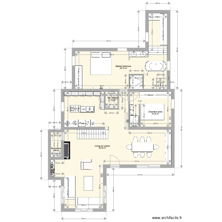 Mermoz projet 1. Plan de 5 pièces et 99 m2