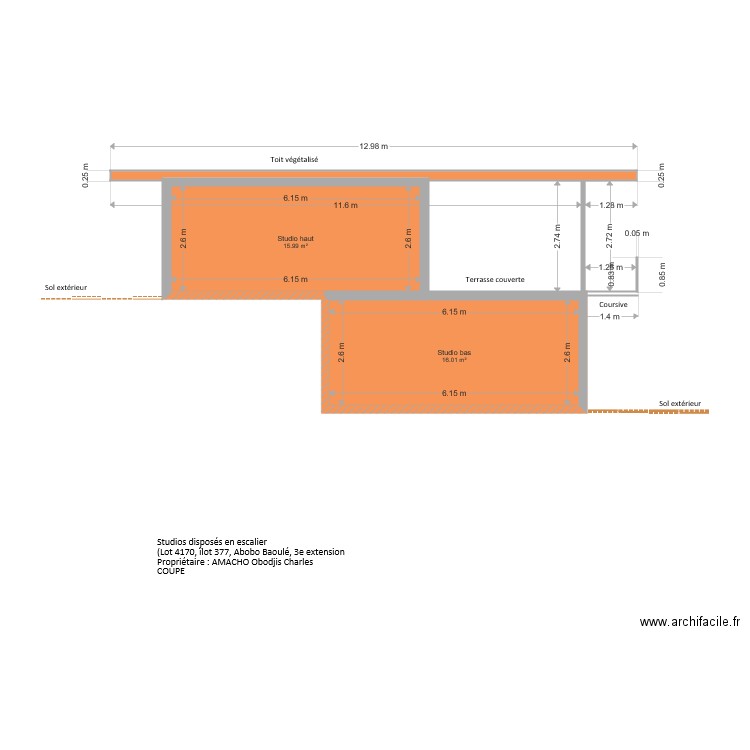 COUPE studios. Plan de 0 pièce et 0 m2