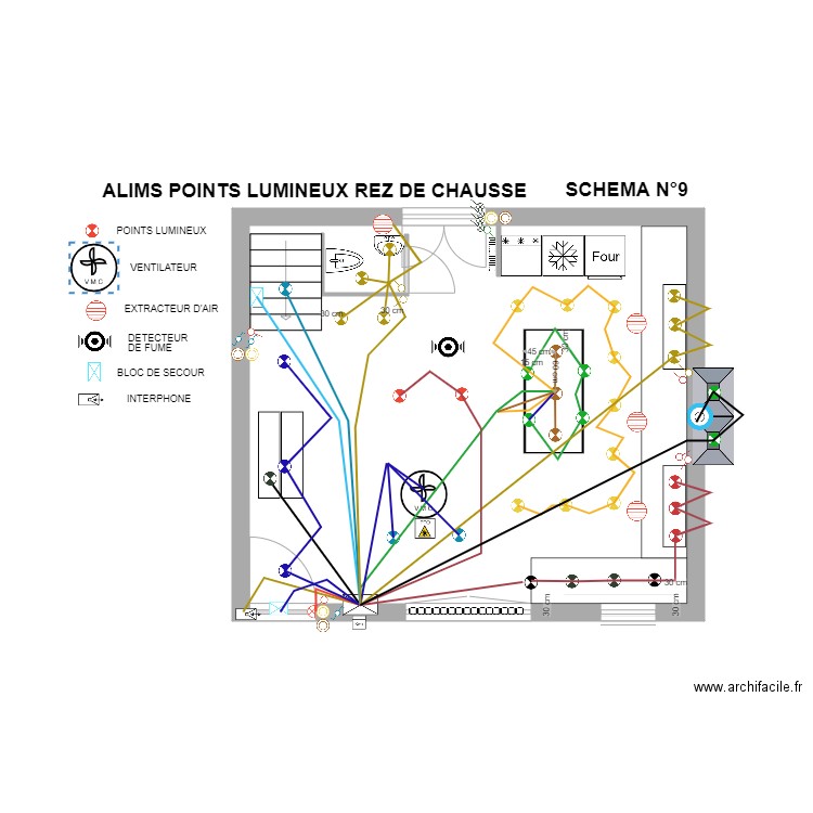 Points lumineux RdeC  9. Plan de 1 pièce et 34 m2