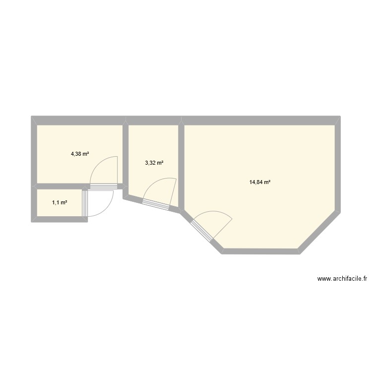 ETEX Etat actuel. Plan de 4 pièces et 24 m2