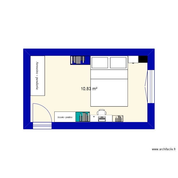chambre loulou. Plan de 1 pièce et 11 m2
