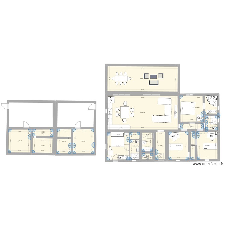 maison moorea F5. Plan de 18 pièces et 188 m2