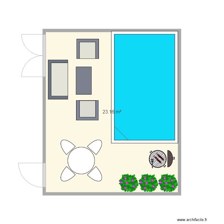 terrasse banque. Plan de 0 pièce et 0 m2